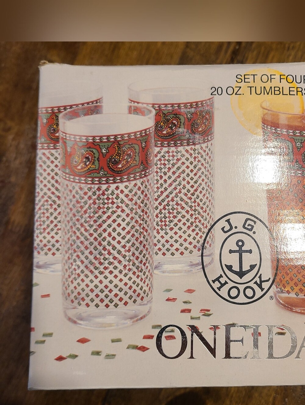 1989 vintage J.G. Hook by Oneida 4-piece tumbler set